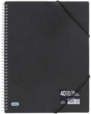 Elba Urban showalbum met spiraal, voor ft A4, 40 tassen, met elastieksluiting, zwart