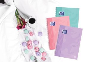 Oxford School Touch Europeanbook spiraalblok, ft A4+, 160 bladzijden, geruit 5 mm, pastel roze