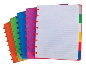 Atoma Trendy cahier, ft A5+, 120 pages, lign&eacute;, met 6 tabbladen, in couleurs assorties