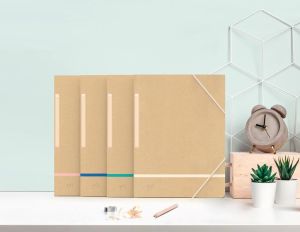 Oxford Touareg elastomap, uit karton, ft A4, naturel en geassorteerde kleuren, pak van 5 stuks