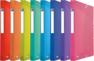 Oxford Urban elastobox uit PP, formaat 24 x 32 cm, rug van 2,5 cm, geassorteerde transparante kleuren