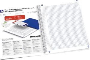 Oxford Iconics spiraalschrift, ft B5, 120 bladzijden, geruit 5 mm, geassorteerde kleuren
