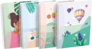 Oxford Horizons spiraalschrift, ft B5, 120 bladzijden, geruit 5 mm, geassorteerde kleuren