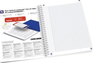 Oxford Horizons spiraalschrift, ft B5, 120 bladzijden, geruit 5 mm, geassorteerde kleuren