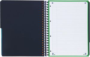 Oxford School Projectbook spiraalschrift, ft A4+, 4-gaats, gelijnd, aqua blauw