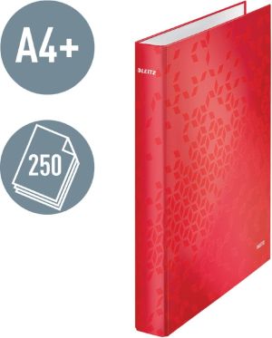 Leitz WOW ringmap, uit karton, rug van 25 mm, A4, rood