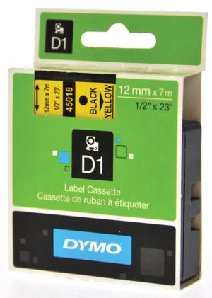 Dymo ruban D1 12mmx7m noir sur jaune