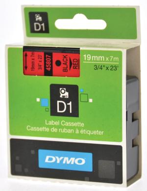 Dymo ruban D1 19mmx7m noir sur rouge