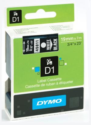 Dymo tapes 19 mm x 7 m, blanc sur noir