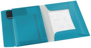 Leitz Cosy elastomap met 3 kleppen, met opbergvak met drukknoppsluiting, uit PP, ft A4, blauw