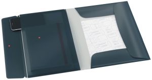 Leitz Cosy elastomap met 3 kleppen, met opbergvak met drukknoppsluiting, uit PP, ft A4, grijs