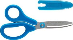 Plus FitCut Curve KIDS schaar, fluorine bladen, 14,5 cm, blauw, op blister