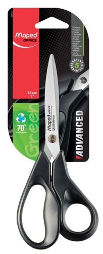 Maped schaar Advanced, ft 18 cm, rechts, scherpe punt, RVS, zwart, blister van 1 stuk