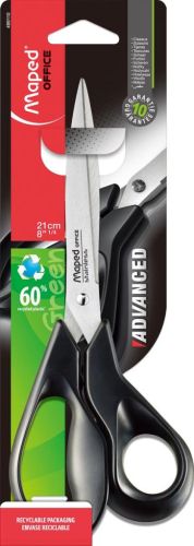 Maped schaar Advanced, ft 21 cm, rechts, scherpe punt, RVS, zwart, blister van 1 stuk