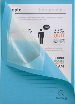 Exacompta pochette coin &agrave; fen&ecirc;tre Forever, paquet de 100 pi&egrave;ces, bleu clair