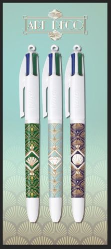 Bic Colours D&eacute;cor Limited Edition 4-kleurenbalpen, medium, klassieke inktkleuren, diverse motieven