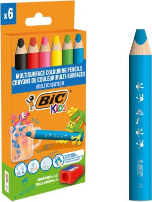 Bic Kids kleurpotlood Multisurface, assorti, etui van 6 stuks + slijper