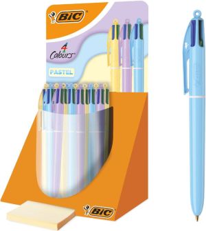 Bic Colours Pastel 4-kleurenbalpen, medium, klassieke inktkleuren, display van 30 stuks