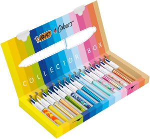 Bic Colours Collector Box 4-kleurenbalpen, medium, klassieke, pastel en fasion inktkleuren, doos van 15 s