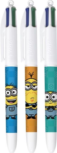 Bic Colours Minions 4-kleurenbalpen, medium, klassieke inktkleuren, display van 40 stuks