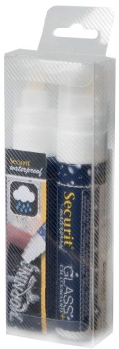 Securit Waterproof krijtmarker large wit, blister met 2 stuks