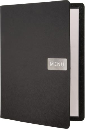Securit Menukaart leather Raw, ft A4, zwart