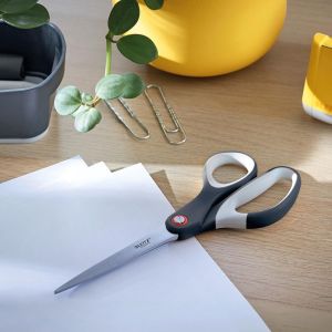 Leitz schaar Cosy, ft 20,5 cm, rechts, scherpe punt, RVS, grijs, blister van 1 stuk