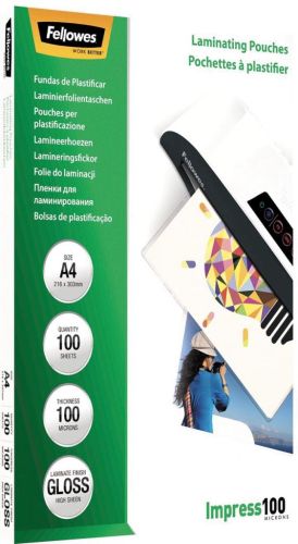 Fellowes lamineerhoes Impress100 ft A4, 200 micron (2 x 100 micron), pak van 100 stuks