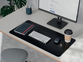 Leitz bureauonderlegger en muismat, lederlook, ft 80 x 40 cm, zwart