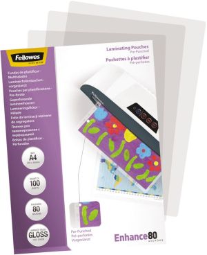 Fellowes lamineerhoes Enhance80 geperforeerd ft228 x 303 mm, 160 micron (2 x 80 micron), pak van 100 stuk