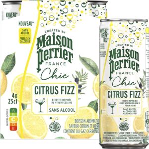 Maison Perrier mocktail Citrus Fizz, citroen- en kruidensmaak, blik van 25 cl, pak van 4 stuks