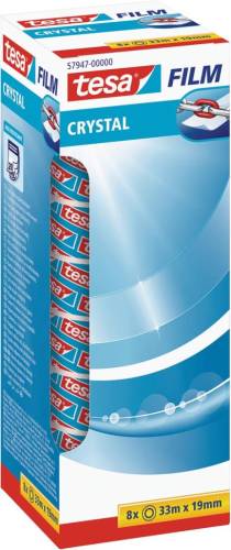 Tesafilm Crystal, ft 33 m x 19 mm, toren met 8 rollen