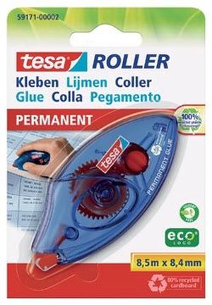 Tesa lijmroller permanent ecoLogo, ft 8,4 mm x 8 m, op blister
