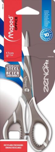 Maped schaar Zenoa fit, ft 17 cm, rechts, ronde punt, RVS, blauw, blister van 1 stuk