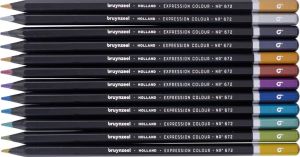 Bruynzeel Kleurpotloden Expression, metalen doos van 12 stuks, metallic