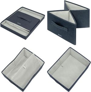 Leitz stoffen opbergdoos, medium, grijs, set van 2 stuks