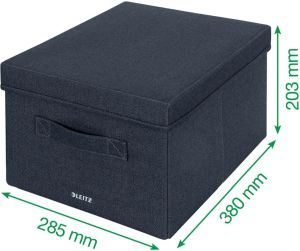Leitz stoffen opbergdoos, medium, grijs, set van 2 stuks