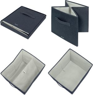 Leitz stoffen opbergdoos, large, grijs, set van 2 stuks