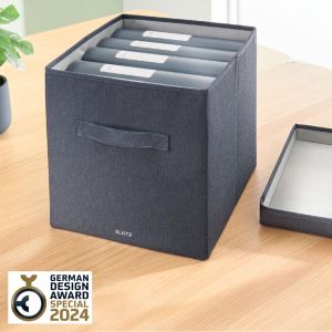 Leitz stoffen opbergdoos, large, grijs, set van 2 stuks