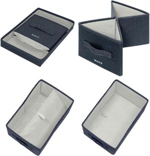 Leitz stoffen opbergdoos, small, grijs, set van 2 stuks