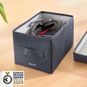 Leitz stoffen opbergdoos, small, grijs, set van 2 stuks