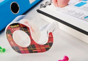 Scotch ruban adh&eacute;sif Crystal, ft 19 mm x 7,5 m, blister avec 1 d&eacute;rouleur et 1 rouleau