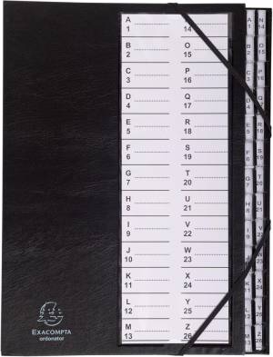 Exacompta sorteermap Ordonator met harde kaft, bedrukte alfabetische ruiters, 26 vakken, zwart