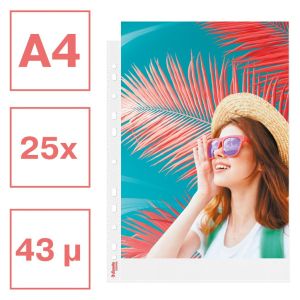 Esselte Colour'Breeze geperforeerde showtas, ft A4, 43 micron, gekorreld, pak van 25 stuks