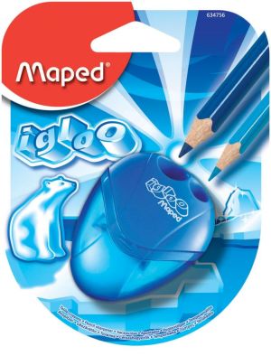 Maped potloodslijper igloo, 2 gaats, geassorteerde kleuren, blister van 1 stuk