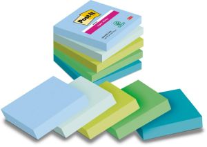 Post-it Super Sticky notes Oasis, 90 feuilles, ft 76 x 76 mm, couleurs assorties, paquet de 5 blocs