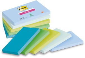Post-it Super Sticky notes Oasis, 90 feuilles, ft 76 x 127 mm, couleurs assorties, paquet de 5 blocs