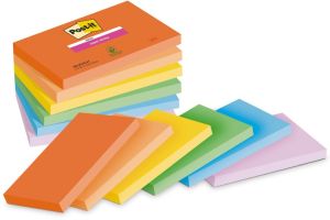 Post-it Super Sticky notes Playful, 90 feuilles, ft 76 x 127 mm, couleurs assorties, paquet de 6 blocs