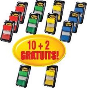 Post-it Index Standaard voordeelpak 10 + 2 GRATIS, geassorteerde kleuren