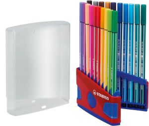 STABILO Pen 68, ColorParade, rood-blauwe doos, 20 stuks in geassorteerde kleuren